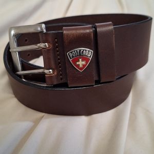 POSTCARD | Enamel Cross Crest, Dark Brown Leather Belt